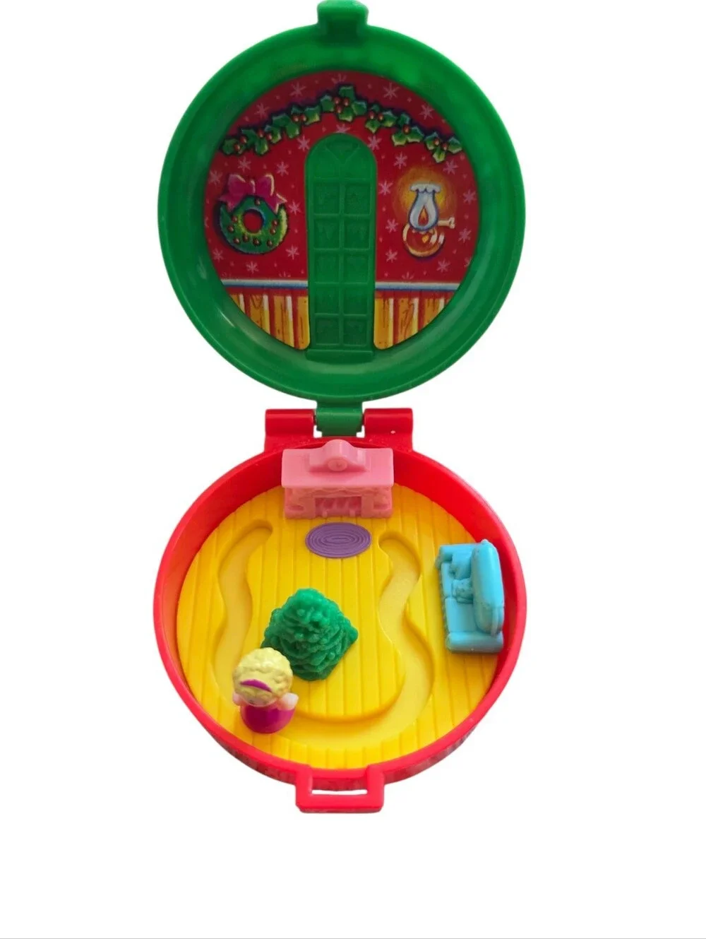 Vintage 1993 Bluebird Polly Pocket Christmas Wreath Compact McDonalds Toy